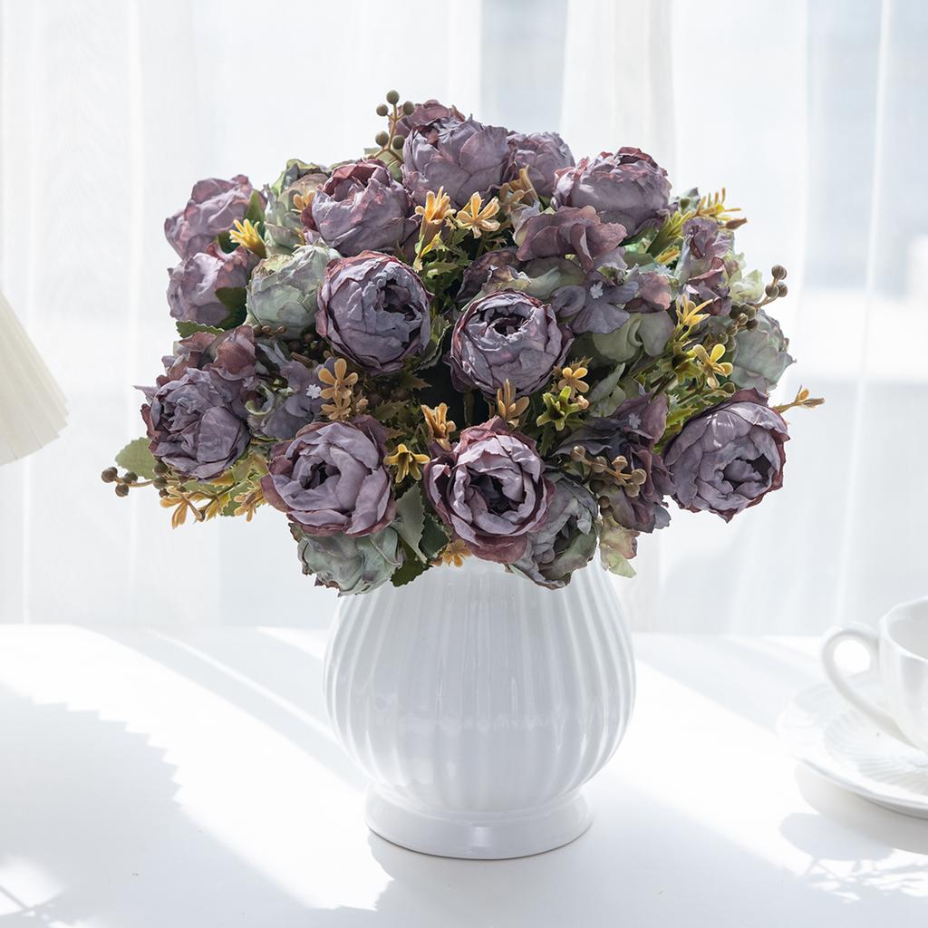 Artificial Flowers Retro Bud Peony Wedding Wreath Home Room Decor Outdoor Yard Wreath Bridal Bouquets High Quality Vase Diy Gift