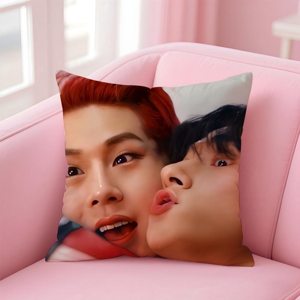 MMONSTA X Cushion Cover Pillowcase Short Plush Invisible zipper Room Sofa Cushion Cover