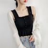 Trendiges Koreanisches Sommer-Strick-Camisole Crop-Top für Damen