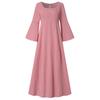 Women Autumn Retro Square Neck Maxi Dress, Long Flare Sleeve Loose Fit National Style Big Swing Hem Casual Long Dress