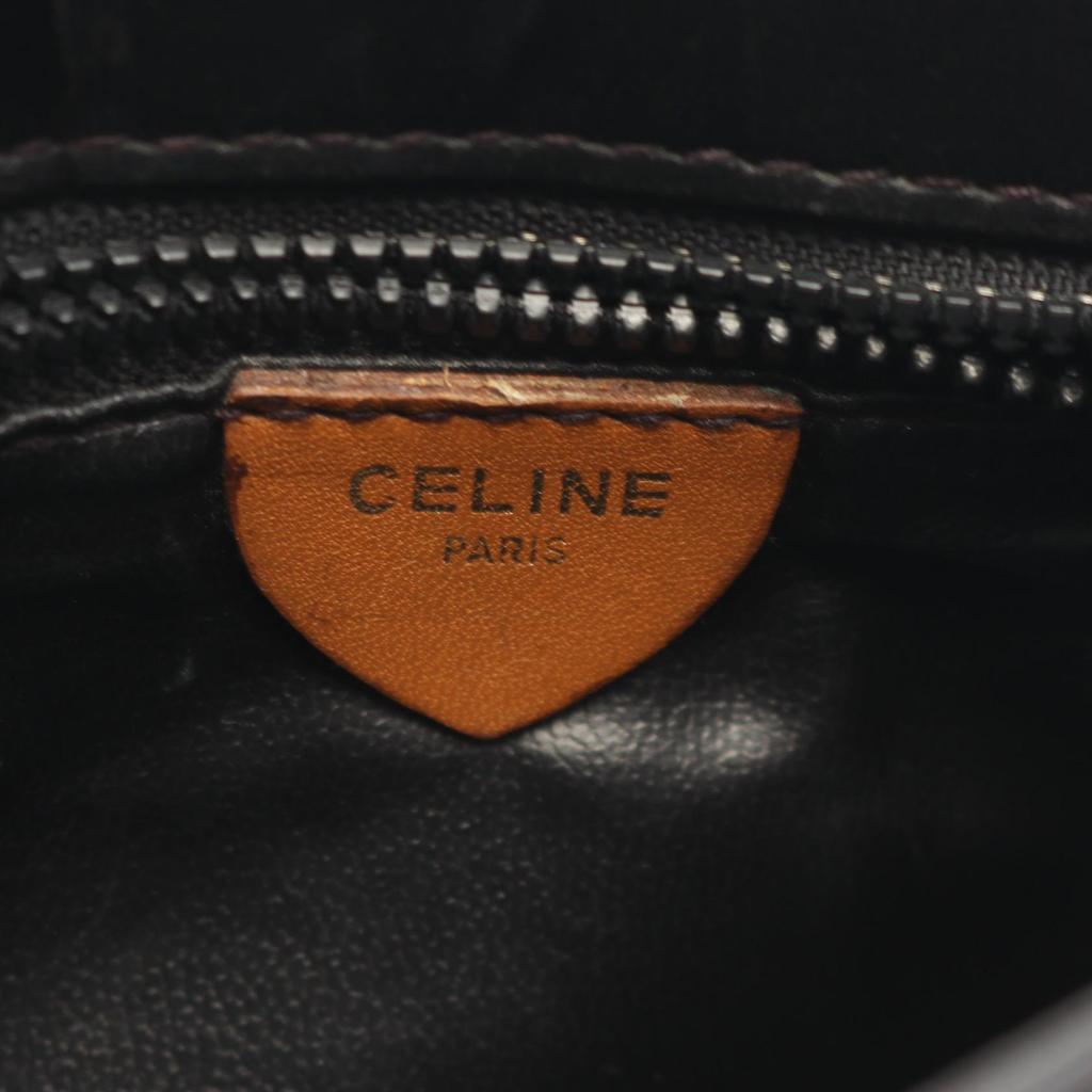 Used CELINE Macadam Shoulder Bag leather Black Brown Used Women