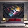 Colorful Soccer Player Silhouette Artwork Pattern Wall Hanging Tapestry Decorative Tapestry Home Decor for Bedroom and Living Room