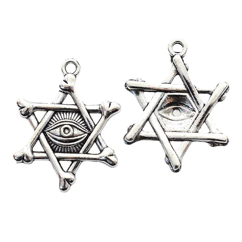 DIY Alloy Jewelry Accessories: 16 Antique Silver Horus Eye Pendants Set