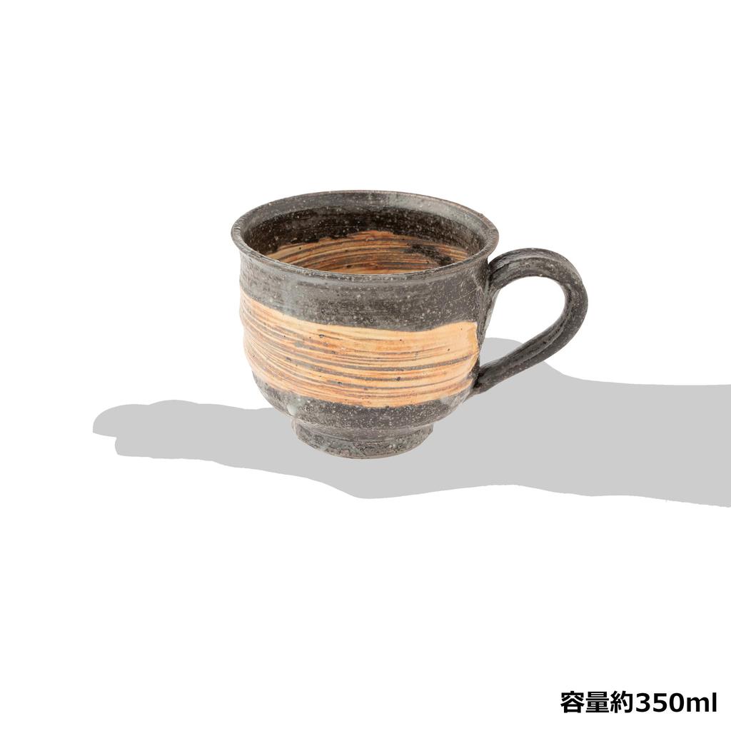 Marui Seito Shigaraki Ware Hechimon Mug, Large, Approx. 350ml Capacity, Rough Brush Finish, Round, 3-4450