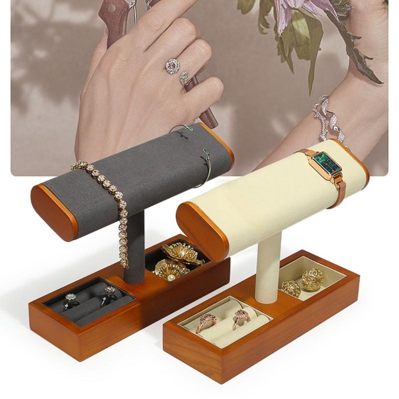 Elegant Wood T Bar Display Holder Versatile Solid Wood T Bar Jewelry Display Holder for Trade Shows and Retail