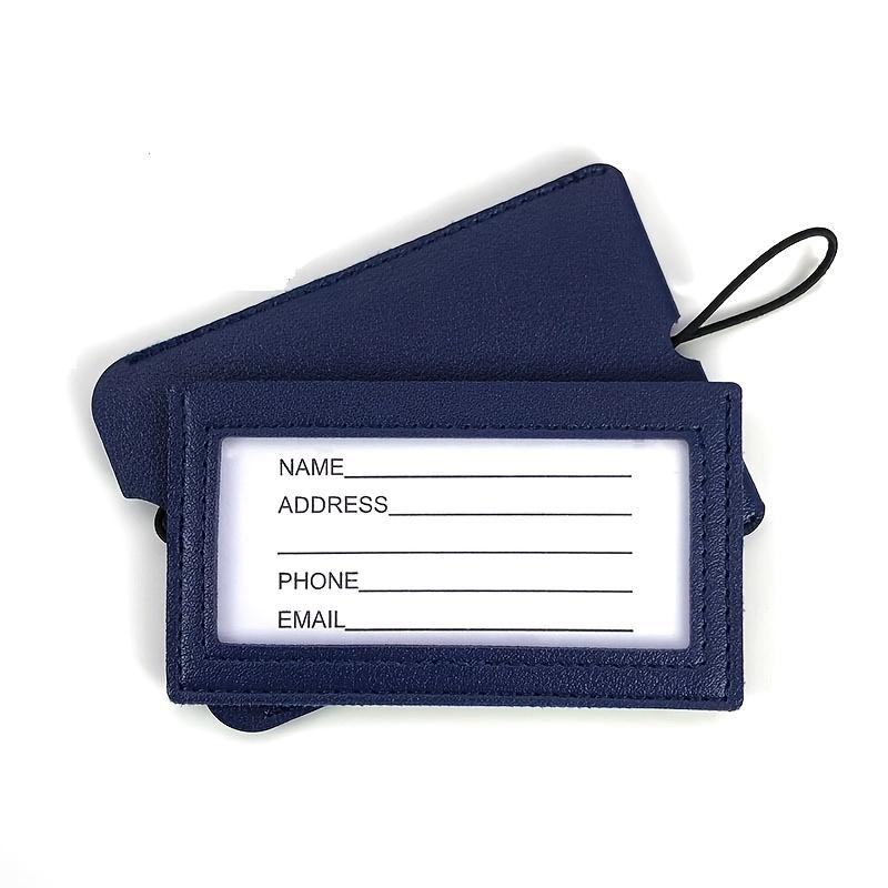4 Pcs Multi Color Hidden Pull-out Leather Luggage Tags with Paper Cards Portable ID Tags for Travel