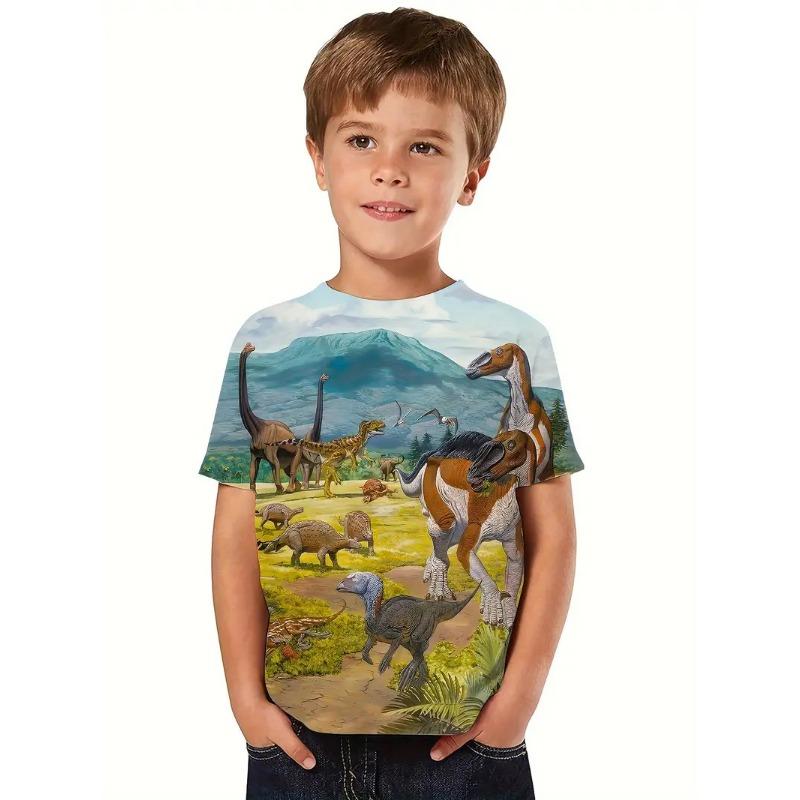 Retro 3d Print Casual Children's Clothing Top Tee Shirt Fashion T Shirt Animal Kids Boy Clothes Anime Short Sleeve
