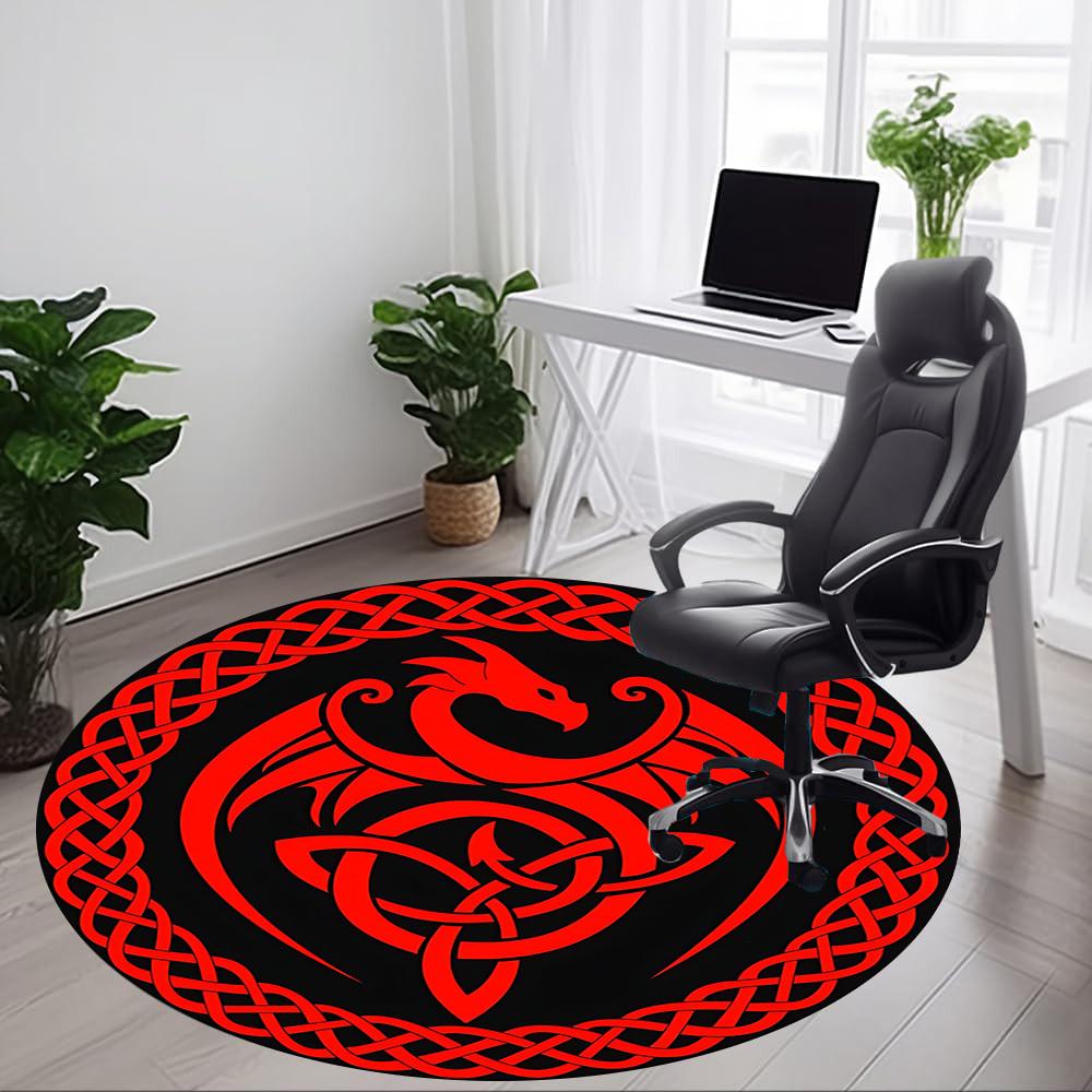 1pc Celtic Dragon Office Round Area Rug, Under Office Chairs Bedroom Living Room Home Decor, Room Deco, Available in Various Sizes