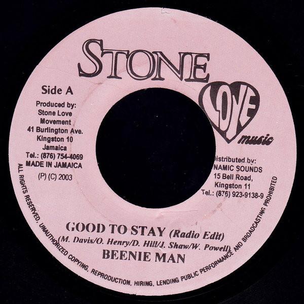 

7-дюймовая пластинка BEENIE MAN - Good To Stay НЕТ Stone Love Musi 2003 Ямайка Регги, Ска и Даб Б/у