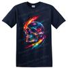 Neon Skull T Shirt Colorful Abstract Paint Splash Gothic Art Graphic Tee Style