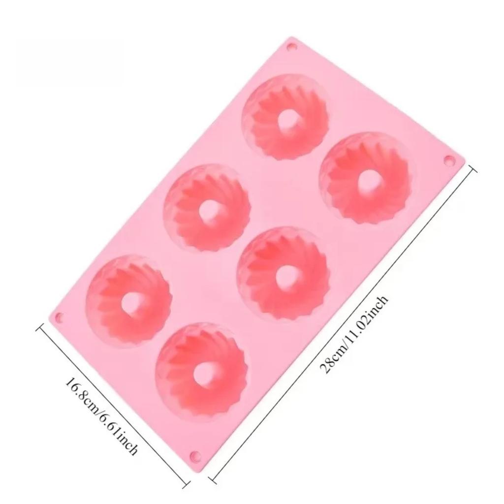 6 Cavity Silicone Donut Mold Heat Resistant Reusable Swirl Doughnut Pan for Baking Cupcake Mousse Cake Decoration Accessories