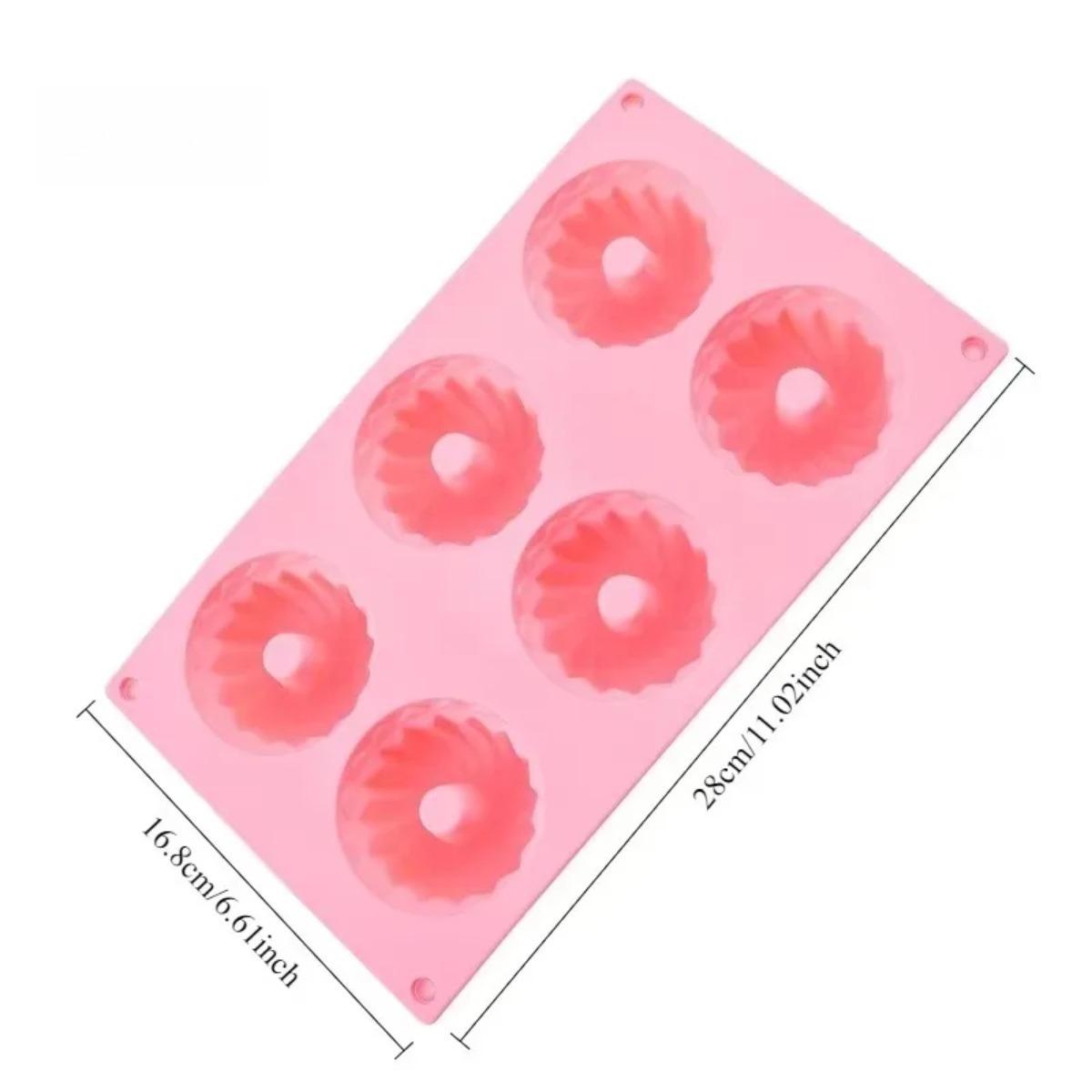 

6 Cavity Silicone Donut Mold Heat Resistant Reusable Swirl Doughnut Pan for Baking Cupcake Mousse Cake Decoration Accessories Round