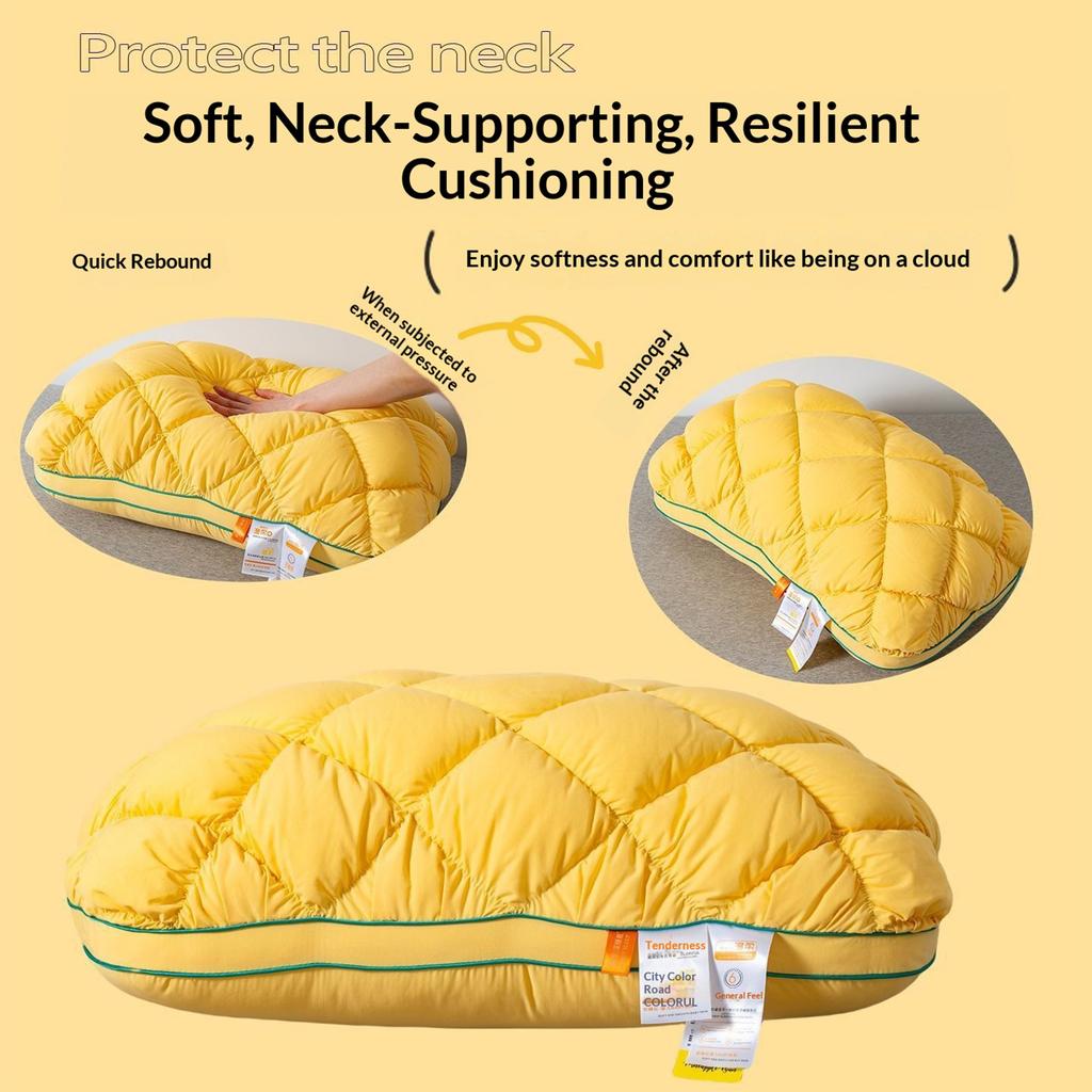 Washable Cervical Support Pillows Breathable Pineapple Grid Bed Pillow Non-Sagging Sleep Aid Pillows for Adults Bedroom Dorm Bed