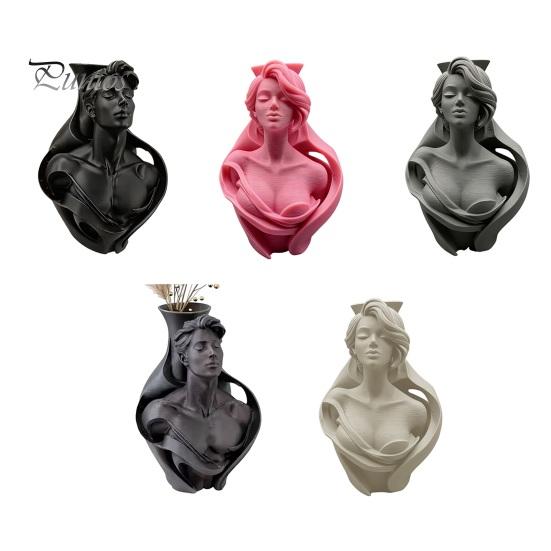 Fine Texture 3D Art Printed Human Bust Vase, Artistic Sculpture Planter for Succulents, Moisture-proof PLA Decor Matte Desktop Decor, Creative