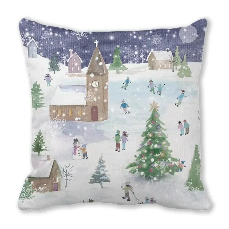Christmas Themed Pillowcases Car Accessories Office Santa Claus Living Room Sofa Home Pillowcases