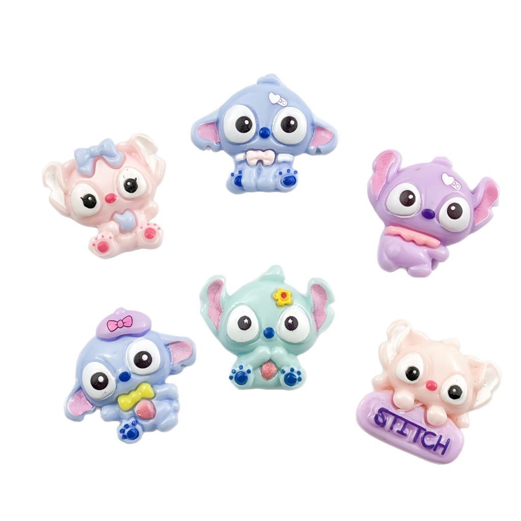 Cartoon Stitch Resin Accessories: DIY Hair Clip, Refrigerator Magnet, Cute Ornament