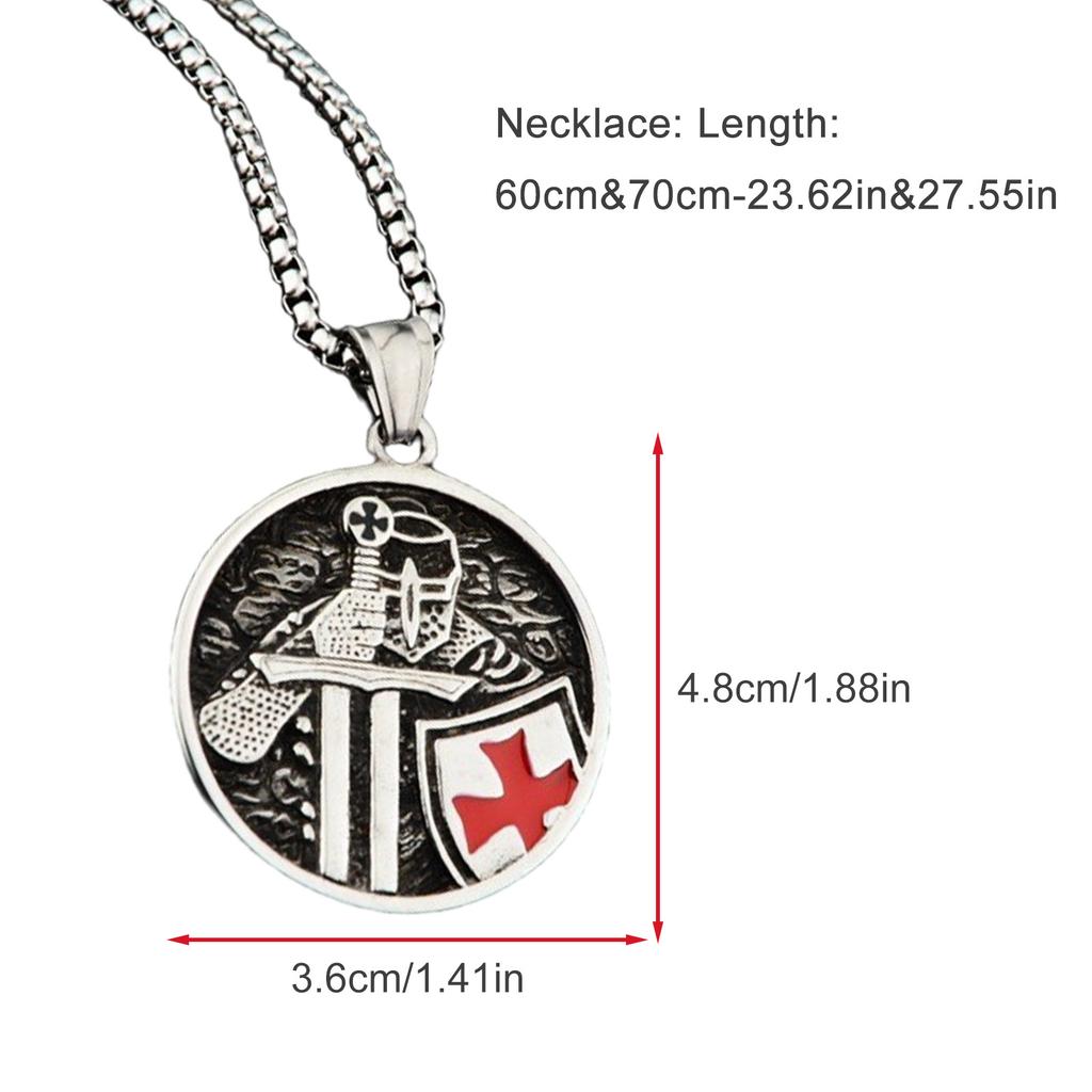 Vintage Knight Pendant Necklace Titanium Steel Amulet Jewelry Neck Jewelry Punk Chain Necklace Suitable for Men Present