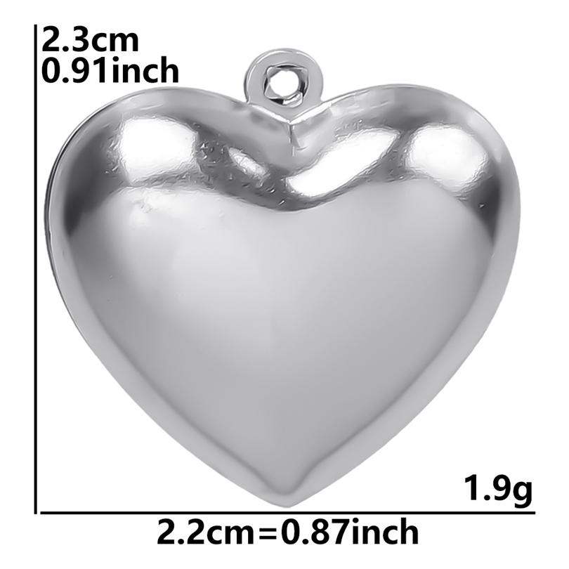10pcs/Lot Stainless Steel Heart Pendants For Jewelry Making Supplies Various Size Metal Love Charm DIY Keychain Bracelet Finding