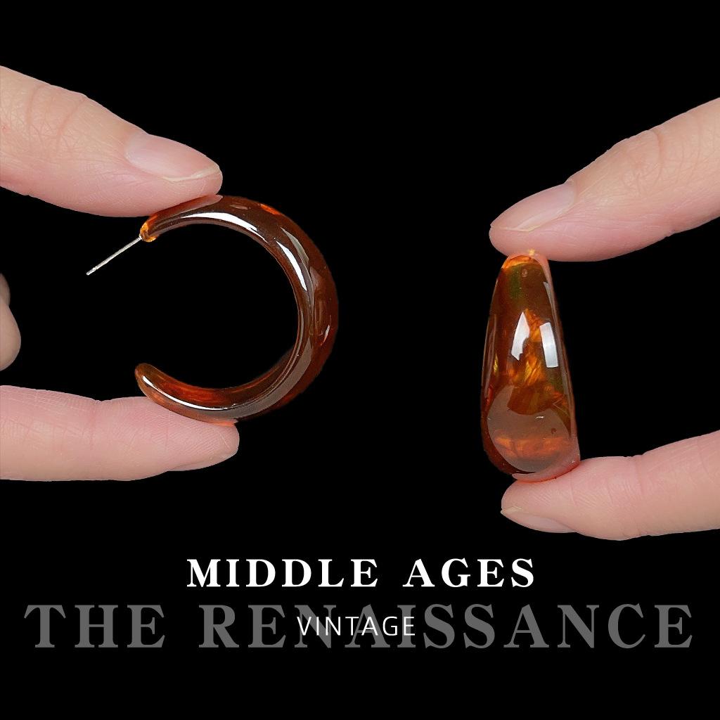 Замазанные коричневые С-образные преувеличенные серьги Французский ретро темперамент серьги женские