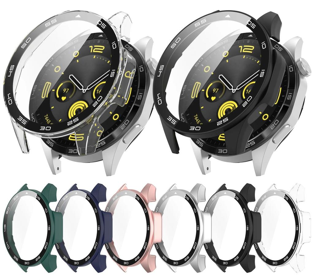 Full Protective Glass Case For Huawei Watch GT 4 46mm Smartwatch Screen Protector Cases Cover Shell +Tempered Glass Film 2in1
