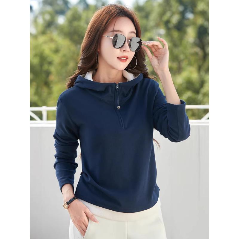 Zipper Hooded Sweatshirt for Women New Fashion Versatile Long Sleeve T-Shirt Top Korean Style Trendy Jacket