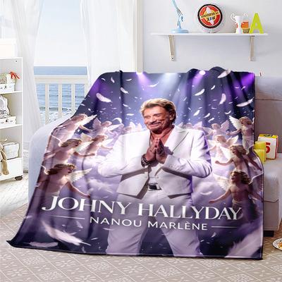 French Legendary Rock Singer and Actor Johnny Hallyday Blanket Soft Home Furnishing Nap Decoration Four Seasons Warm Sherpa Blanket U8