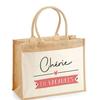 Sac De Plage - PLANETEE - Jute Avec Poche Chérie En Vacances - Coton - Multicolore - Anses Bandoulière 43x33 Cm