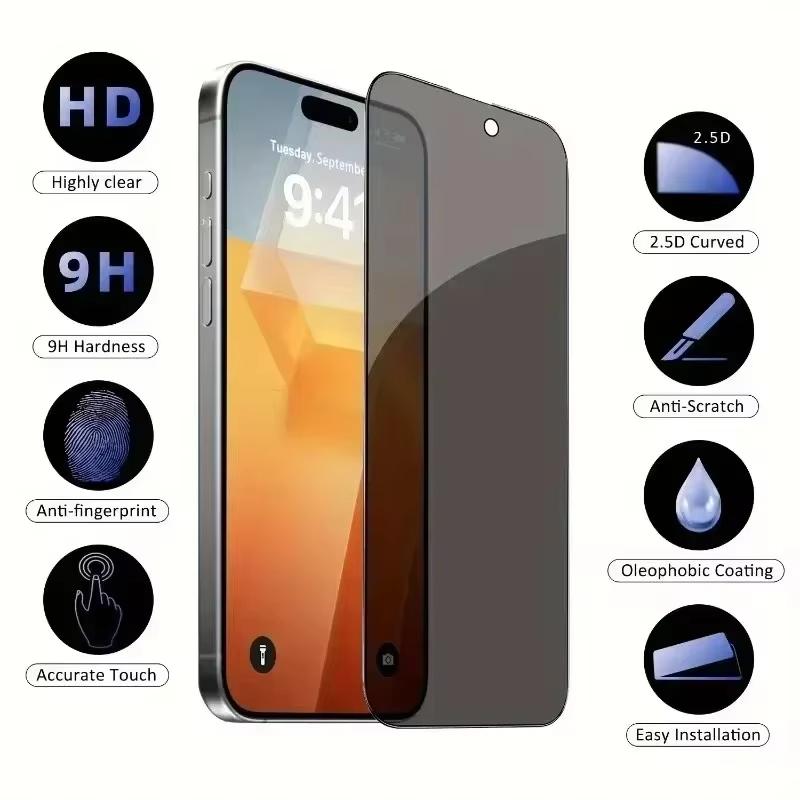 Anti Spy Tempered Glass For Xiaomi 14 13t 11t Privacy Screen Protector for Poco M6 X5 X6 Pro Note 13 12 11 10 9 8 Pro 12R 13C