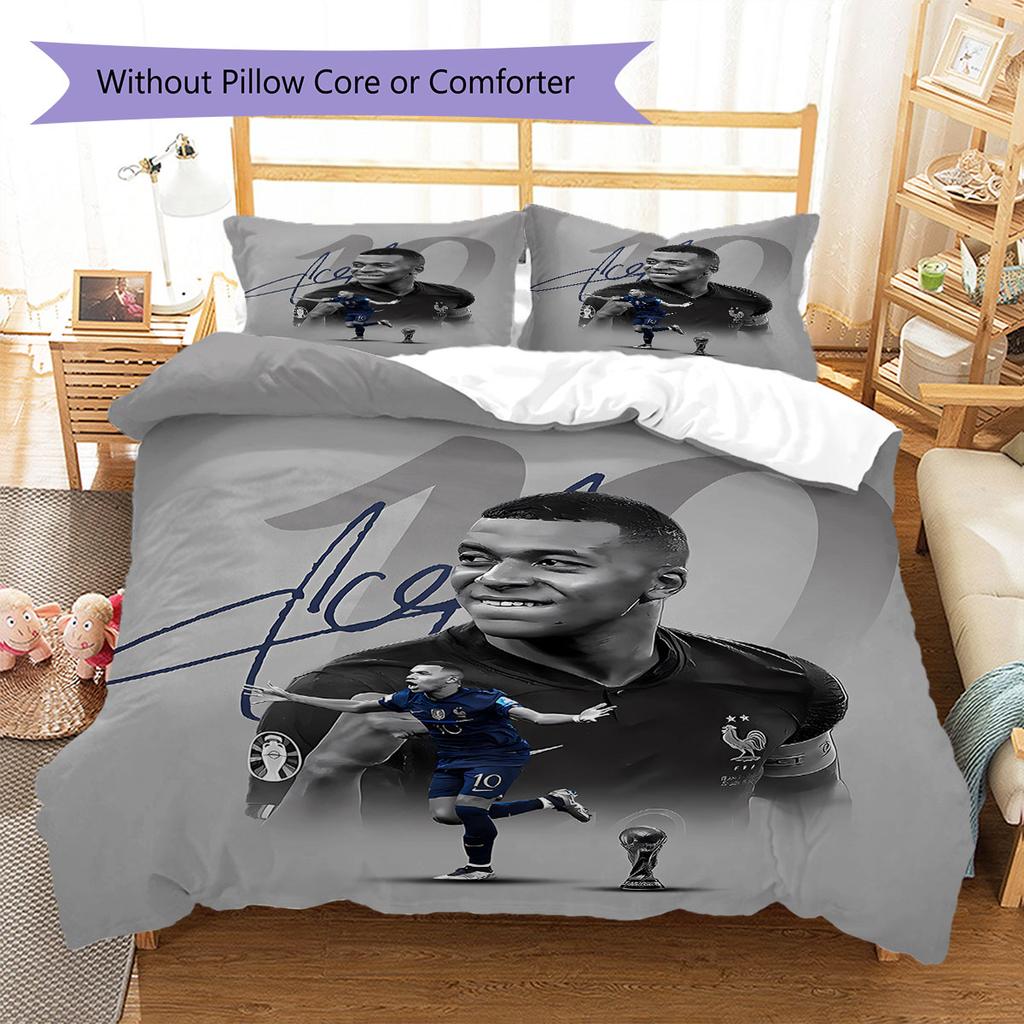 Mbappé Pattern Bedding,Quilt Set Quilt Cover Pillowcase Home Birthday Gift(1 * duvet cover + 2 * pillowcase, without core)