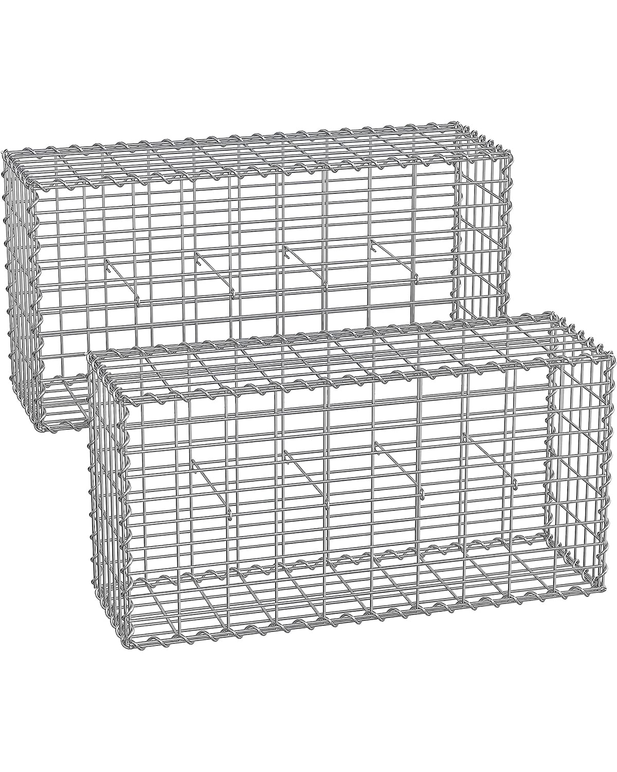 

PBOHUZ Габионная корзина 100x50x30см 4мм Сварная сетка габиона Оцинкованная сталь Габионная корзина для ландшафтного дизайна сада Ограждение Кашпо, [x1] [Серебристый]