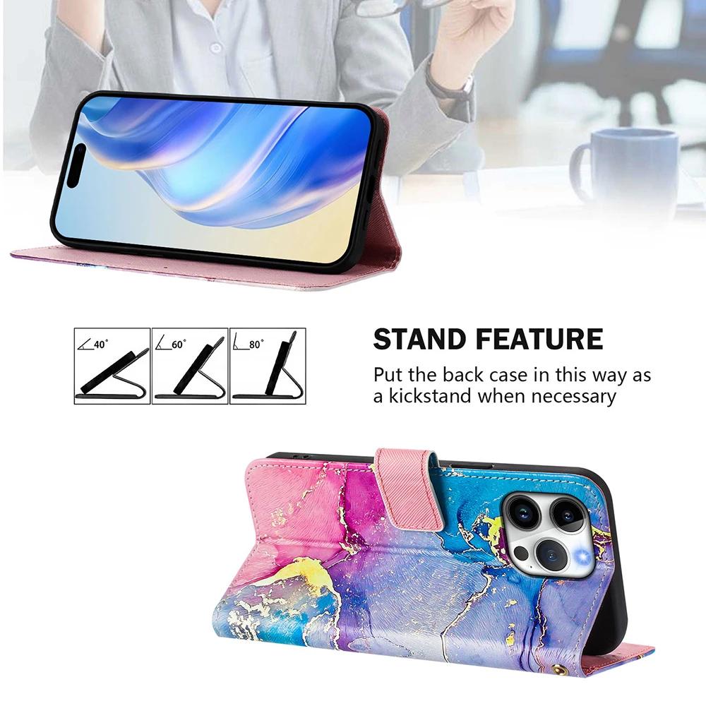 Coloured Drawing Wallet Case for Moto G04 G04S G13 G14 G23 G24 G32 G42 G52 G54 Power G62 G71S G82 G84 E14 Flip Stand Phone Cover