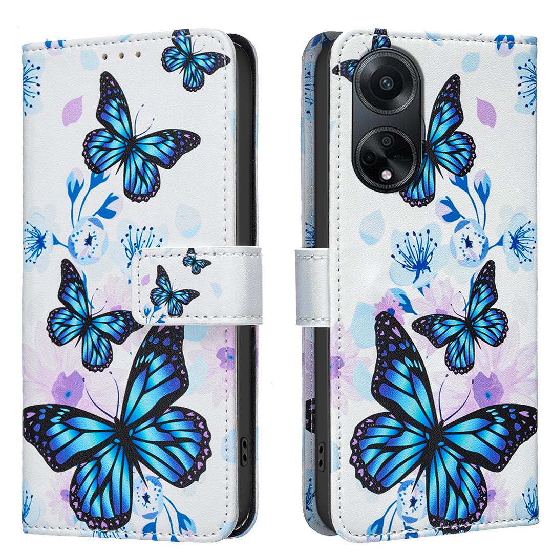 

Для серии OPPO Кожаные чехлы Цветок Бабочка Расписной PU Защитный чехол Держатель для карт Магнитная застежка Подставка Для OPPO Reno13F A60 A79/Realme C75 Realme C55