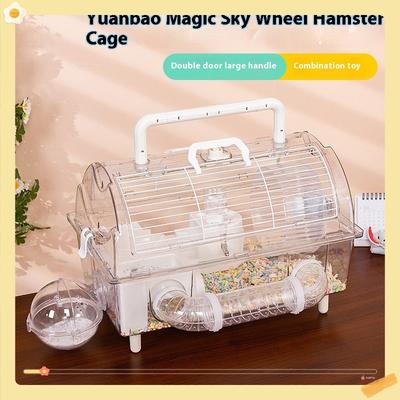 Easy Clean Small Pet Cage Transparent Enclosed Luxury Villa House Full Set Supplies for Hamster Gerbil and Decor