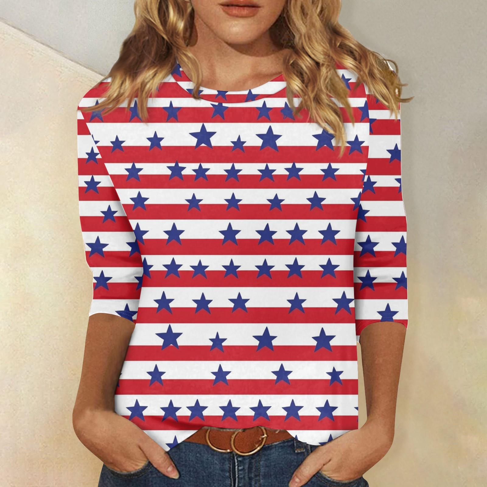 

Женская мода повседневная футболка с круглым вырезом и рукавом 3/4 свободная женская футболка M