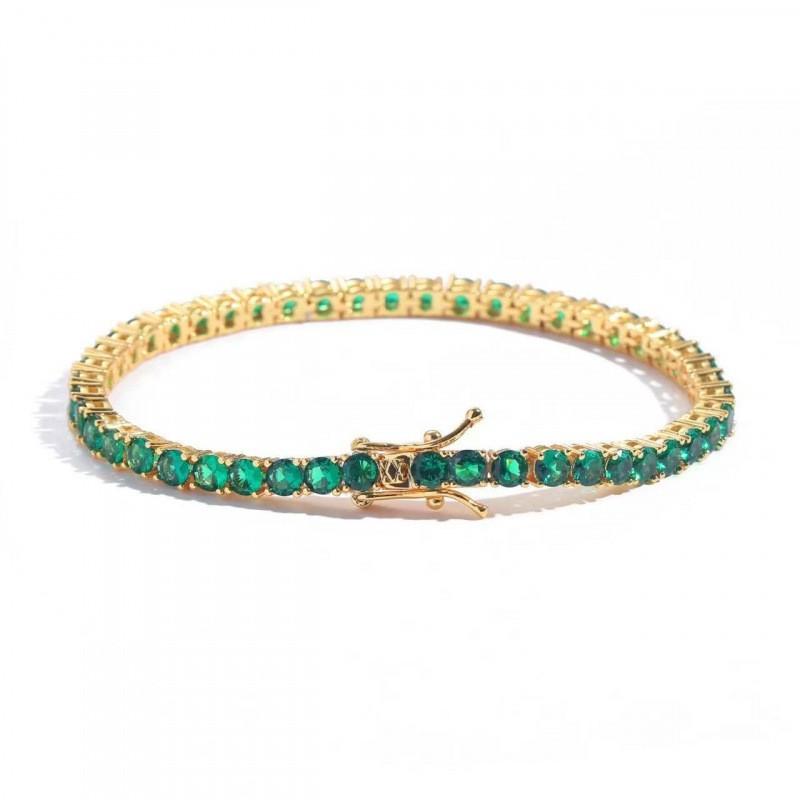 Elegant Micro-Set Zircon Tennis Bracelet Women Men Minimalist Geometric Design In Gold Tone