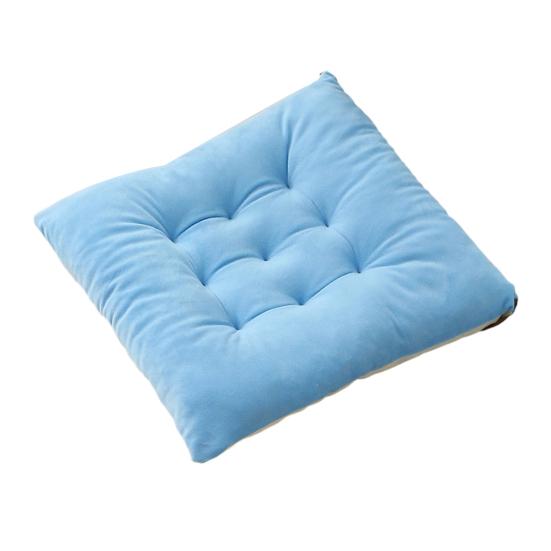 Decorative Contrast Edging Seat Pad Square Chair Cushion, Soft Plush Cushion with Straps, 15.75" x High Resilience Tatami Non Slip for Dining