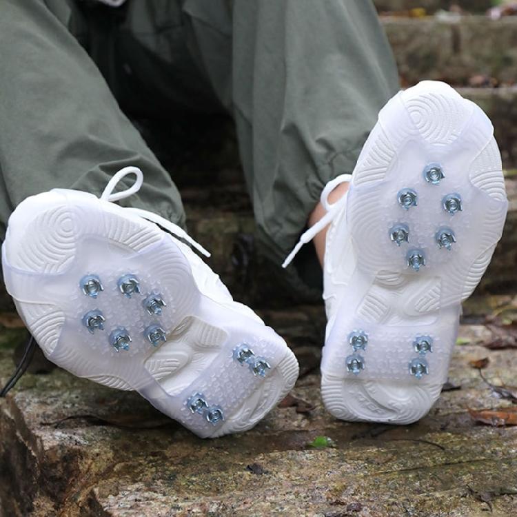 Ice Cleats With 10 Steel Spikes Elastic Silicone Traction Aids For Winter Boots Hiking Shoes Covers Ice Grippers Unisex