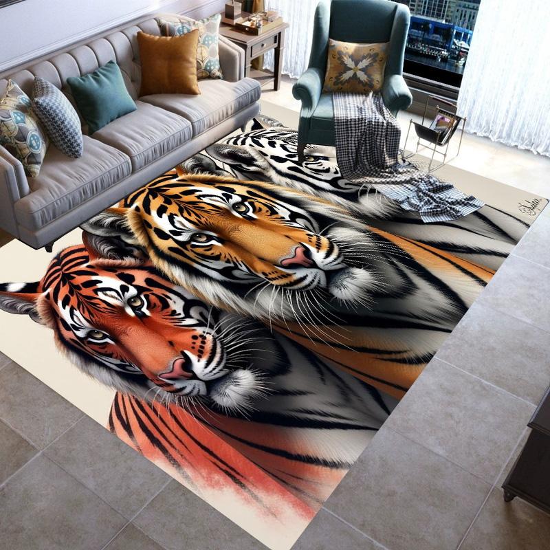 Large Area Rugs Non Slip Animal Tiger Pattern Carpet Living Room Sofa Kitchen Entrance Doormat Hallway Balcony Floor Mat