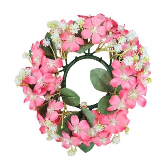 Umělý věnec na svíčku s divokými květy Malé květiny Držák na sloupovou svíčku pro venkovský styl Jarní svatba