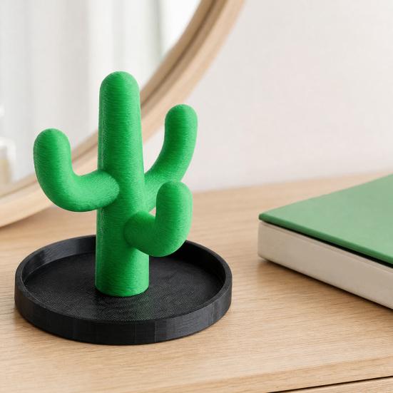 3D Printed Cactus Ring Holder Dish, Jewelry Display Organizer Stand, PLA Jewelry Tray Ornament for Rings Earrings Necklaces