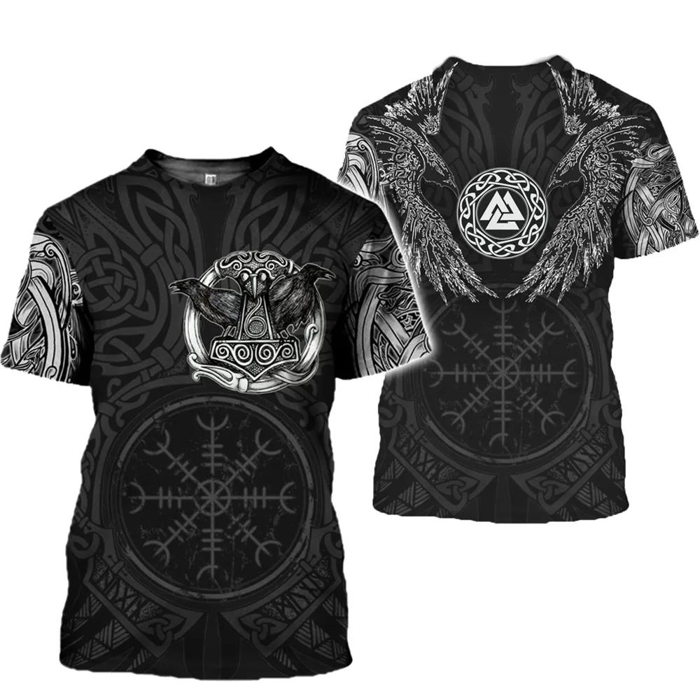 Viking symbol T Shirt 3D Print Men Women Short sleeve Tshirts Hip Hop streetwear O-neck Vintage T-shirt Unisex clothing