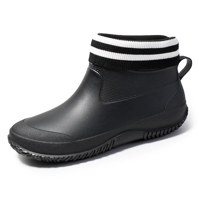 Damen wasserdichte rutschfeste gefütterte niedrig geschnittene Regenstiefel im koreanischen Stil - Modische warme Outdoor-Bekleidung