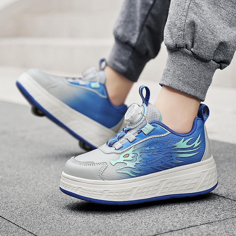 

Модные кроссовки на роликах для одноклассников весна и осень 2025 сетка средние и большие детские колесные туфли мужские и женские детские спо 40