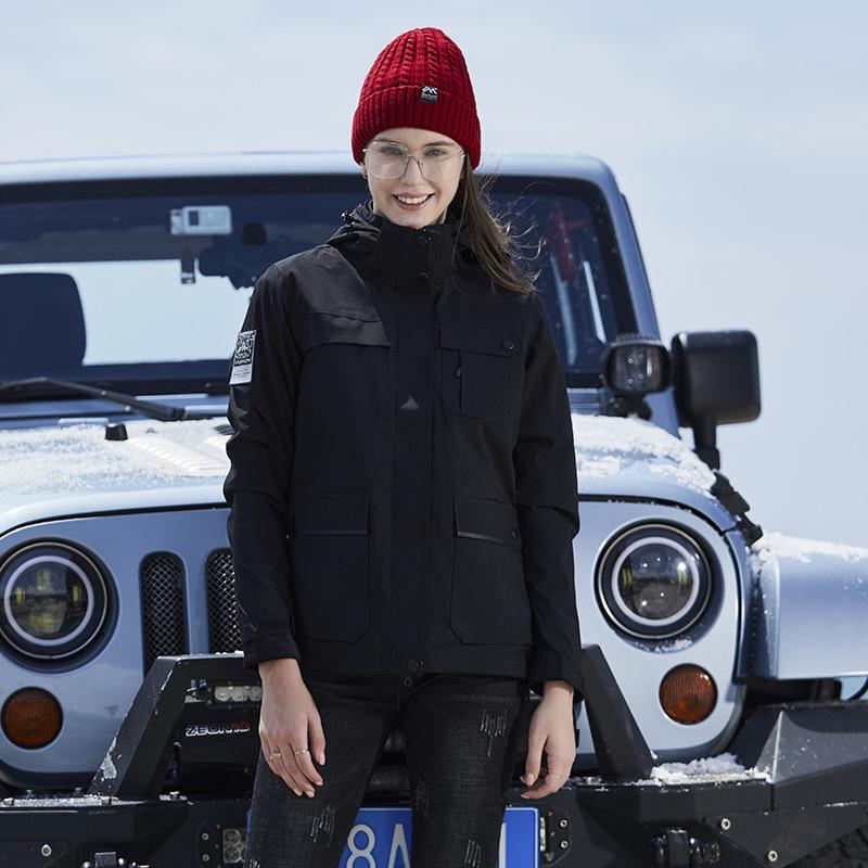 Unisex Winter Camouflage Ski Suit: Windproof, Three-in-One Fleece, Flowers Print