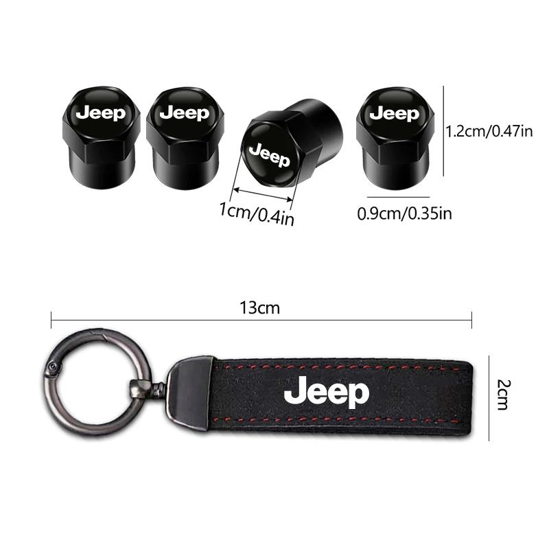 Car Tire Wheel Valve Caps Cover Car Key Chain Ring Keychain For Jeep Wrangler Grand Cherokee Avenger Compass Wagoneer Gladiator AKV1