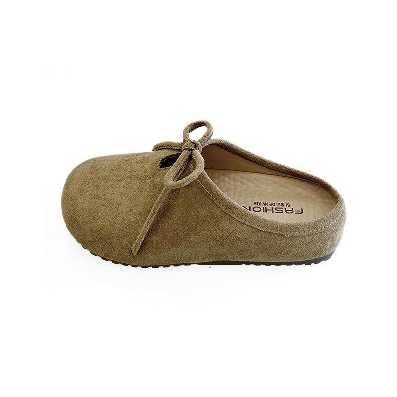 Soft Leather Thick-soled Bag Head Half Slippers Women's Outer Wear 2025 Autumn New Non-slip Pregnant Women Ugly Boken Half-tray Shoes
