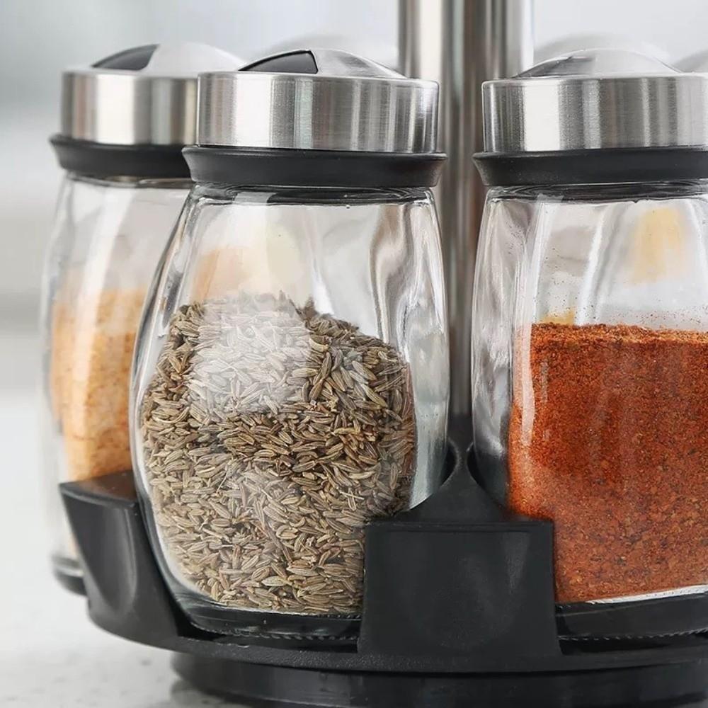 Lebensmittelechter Drehbarer Gewürzständer Platzsparender Würzmittel-Organizer Gewürzregal Kochbereich