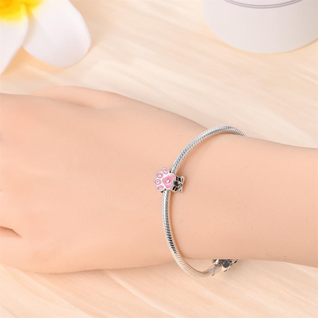 Original Copper Charms Luxury Pink Claw Bones Beads Fit Bracelet Diy Women Making Delicate Gift Jewelry