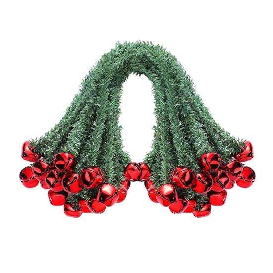 Christmas Garland Ties with Bells Decorative Rope Straps for Wreaths Railings Stairs Flexible Faux Pine Needle Twist Ties Xmas Holiday Decor