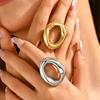 Stainless Steel Metal Hollow Irregular Open Rings For Women Exaggerated Gold Color  Geometric Chunky Ring Jewelry Gifts